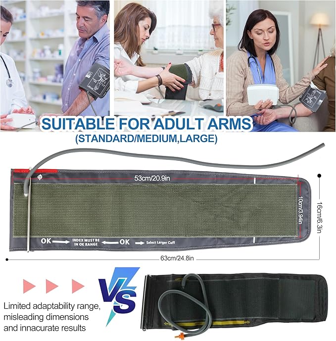 9"-17" Blood Pressure Cuff Arm, Wide-Range Standard/Medium to Large Replacement Cuff Fits M&L Size Arms, 6 Sizes of Connectors Compatible with Omron and Other Brand BP Machines (BP Cuff Included Only)