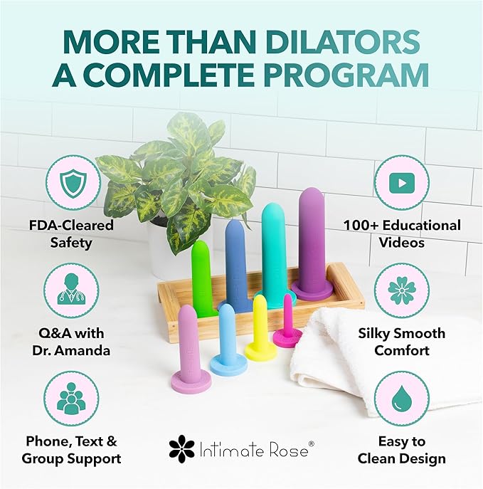 Medium Vaginal Dilators for Pelvic Floor Therapy & Vaginismus Pain Relief – FDA-Cleared Silicone Set with 100+ Tutorials, Support Group & Doctor Access