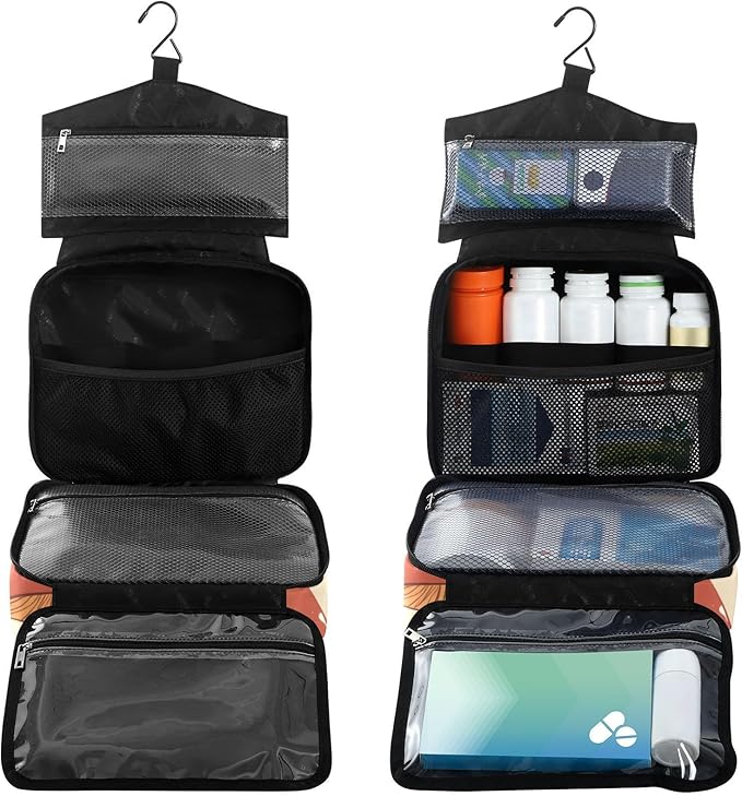 Fustylead Lovely Guinea Pig and Mushrooms Empty Travel First Aid Bag Large Home Medication Bag with Zipper for Pills,Vitamin,Fish Oil,Supplements for Women and Men