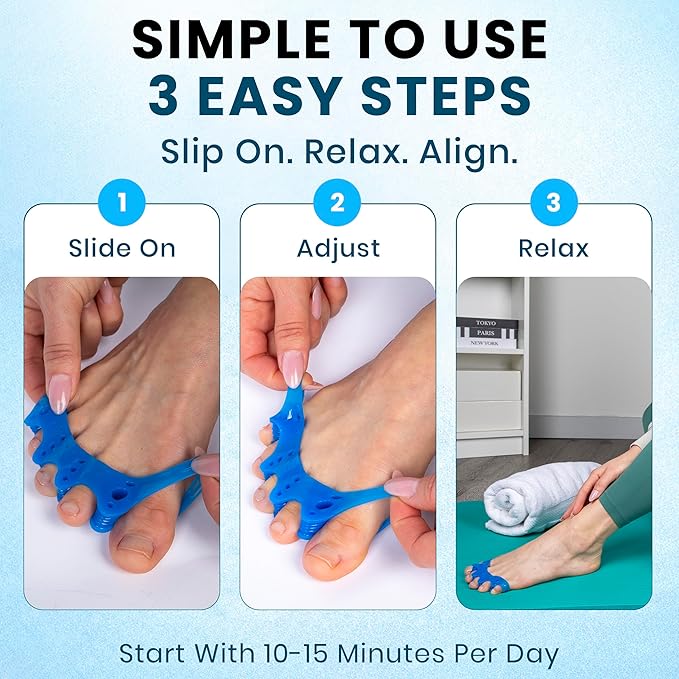 Toe Separators – Soft Gel Toe Spacers for Alignment, Stretching, Yoga and Everyday Foot Comfort (Small/Medium)
