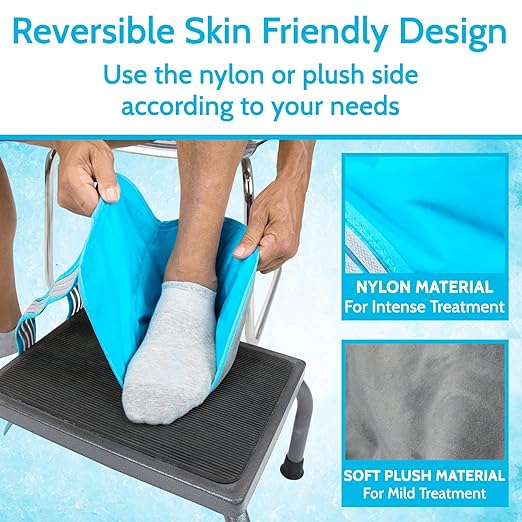 Arctic Flex Ankle Foot Ice Pack Wrap - Reusable Gel for Hot Cold Therapy - Large Soft Wrap for Injuries - Long-Lasting & Flexible for Pain Relief, Achilles Tendonitis, Sprains, Swelling