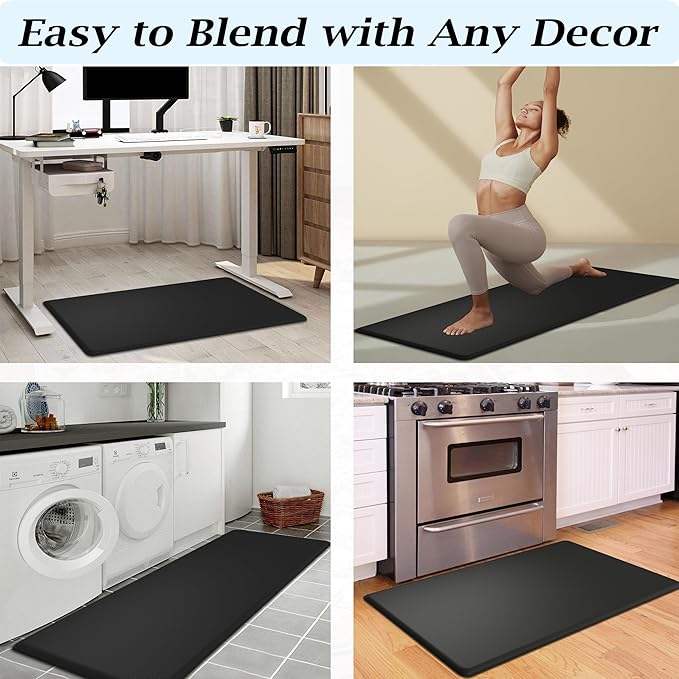 Artnice Kitchen Floor Mat Cushioned Anti Fatigue, Waterproof Non-Slip Standing Desk Mat, 0.75" Heavy Duty Comfort Kitchen Rugs for Home, Sink, Office, Hallway (20"x39", Black)