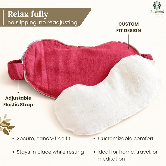 Migraine Eye Mask for Puffy Eyes – Microwaveable Hot and Cold Therapy Eye Pack with Adjustable Strap, Washable Removable Cover, Reusable Cotton Eye Compress for Sinus Pressure