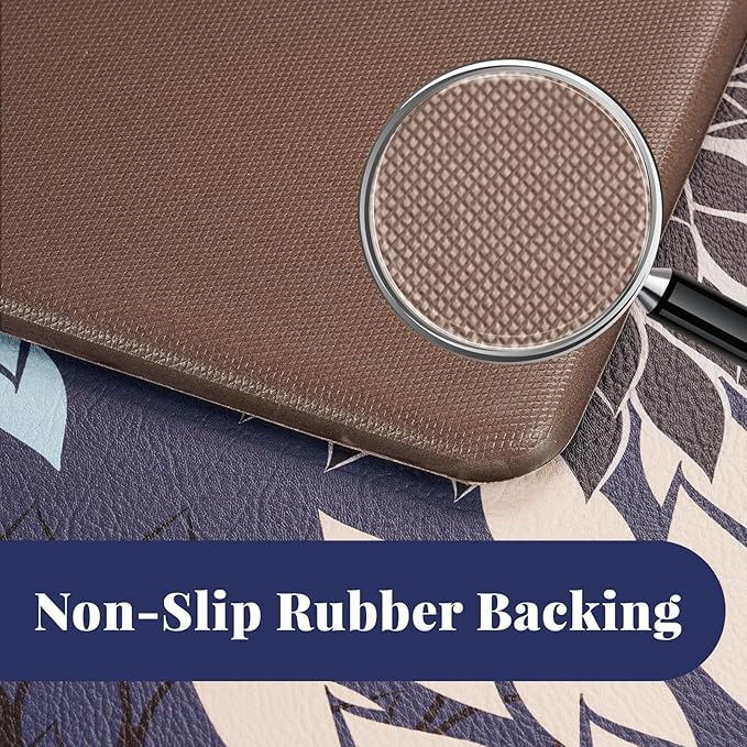 PVC Anti-Fatigue Kitchen Mats Set of 3, Non-Slip Kitchen Rugs, Comfort Standing Runner Rug, Multipurpose Indoor Mats for Laundry, Office, Bedroom, Sink, Bathroom, Dark Blue