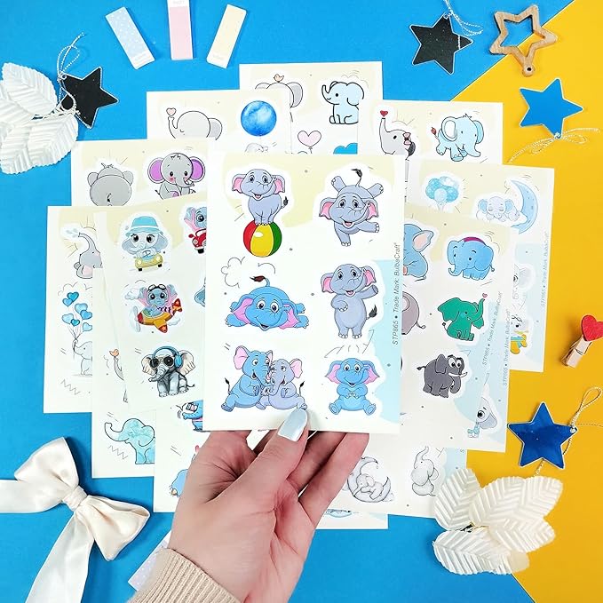 BulbaCraft Elephant Stickers, Elephant Stickers for Water Bottle and Laptop, Gifts for Women & Men