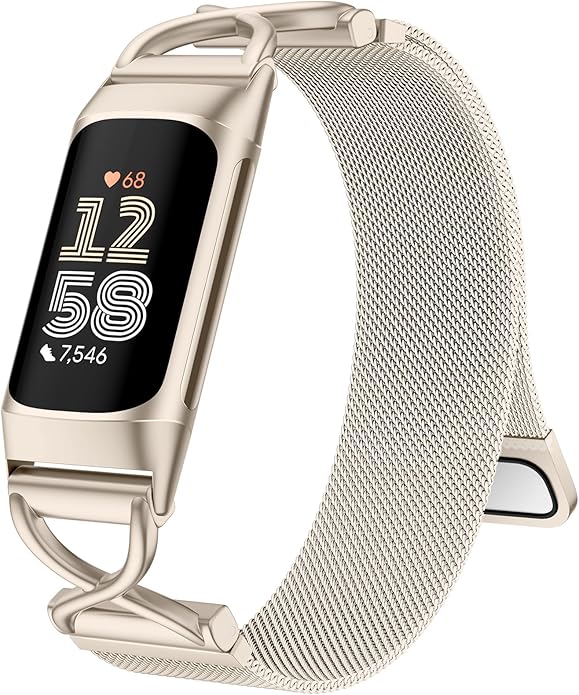 JKD X-Shape Metal Band Compatible with Fitbit Charge 6/ Charge 5 Bands for Women Men, Soft Stainless Steel Mesh Loop Strap Bracelet Wrist Band Replacement for Fitbit Charge 5/ Charge 6 Fitness Tracker