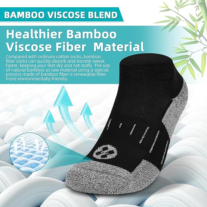 Diabetic Socks for Men,4 & 6 Pairs Low Cut Bamboo Viscose Wide Mens Diabetic Socks Size 9-11 10-13