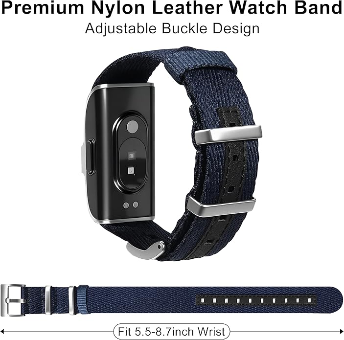 Nylon Leather Compatible with Hume Band Replacement,Adjustable Clasp Buckle & Loop Closure for Secure,Sport Lightweight Fabric Strap for Hume Health Band Fitness Tracker Women Men