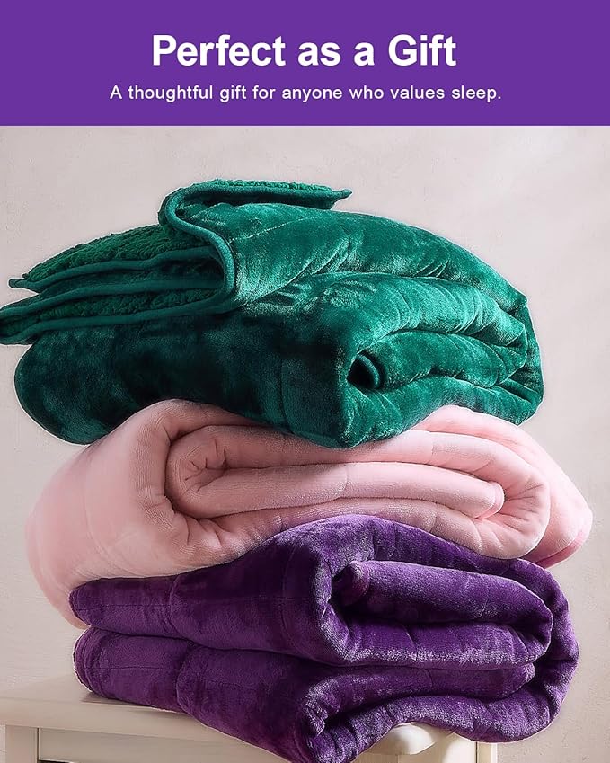 Super Fuzzy Soft Sherpa Fleece Weighted Blankets, 15 lbs Dual Sided Fluffy Heavy Weighted Blankets for Adults - No Bunching with Double Layers of Soft Inner Lining (60"x 80", 15 Pounds)
