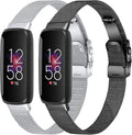 FitTurn 2PACK Slim Band Compatible with Fitbit inspire 3 SmartWatch, Mesh Stainless Steel Adjustable Watchband Wristbands Bracelet Watch Band for Fitbit inspire 3 Health & Fitness Tracker