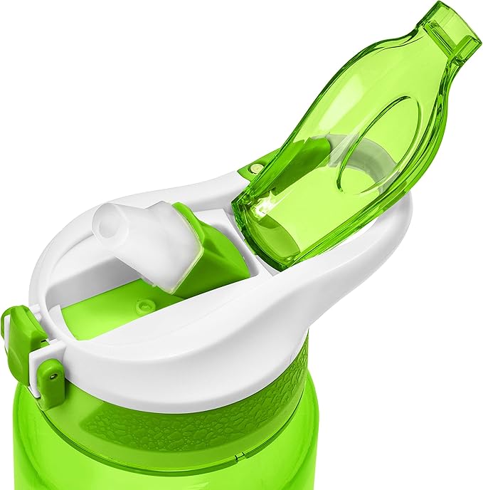 NatureWorks HydroMATE 32 oz Water Bottle with Time Markings Hourly BPA Free Reusable Leak Proof with Straw and Carrying Strap 1 Liter