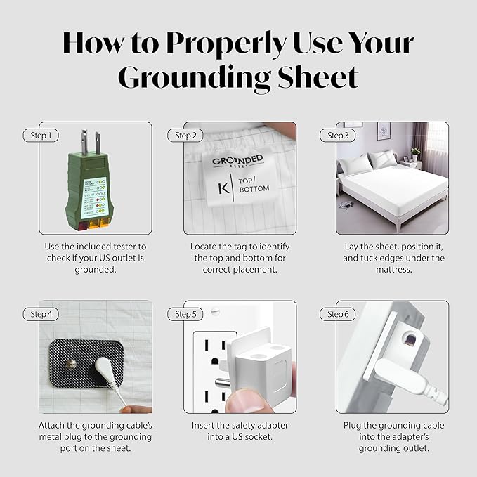 Grounding Sheets King Size 76x80x13.5 Inches – Organic Cotton with Silver, White Grounded Sheets King Size for Overall Improved Wellbeing, with 15 ft Grounding Cord