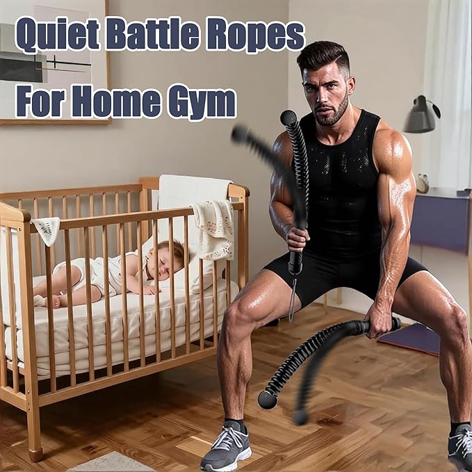 Weighted Ropeless Battle Ropes for Home Gym, Heavy Duty Portable Cordless Battle Ropes for Home and Outdoors，Workout Exercise Rope for Women and Men,2PCS