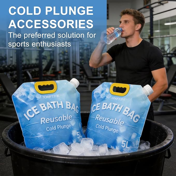 4 Pack Ice Bath Bags, Reusable Cold Plunge Tub Accessories, Portable Bathtub Freezer Water Bags with Handle for Home Outdoor Bathtub Bucket