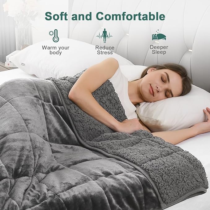 Lofus Weighted Blanket for Adults(15 lbs, 60" x 80"), Queen Size Heavy Blanket Machine Washable, Soft Weighted Blankets for Stress Relief and Sleep Promotion-Grey
