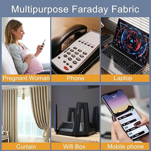 Faraday Fabric 43" W×236" L(Big 6 Yards) Faraday Military Grade Conductive Material