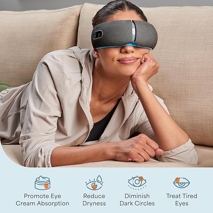LifePro Portable Eye Massager with Heat and Vibration - Oculax 4 Soothing Modes for Compression Massage to Help Reduce Puffy and Dry Eyes-Rechargeable Heated Migraine Mask with Bluetooth Music