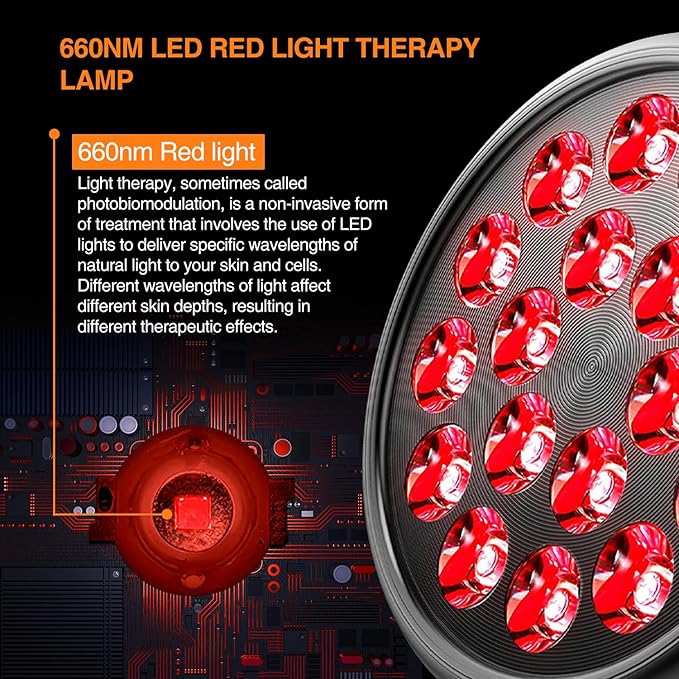 Red Light Therapy Bulb, 18 LEDs 660nm Red Light Therapy for Face and Neck, High Irradiance, Large Coverage Area Red Light Therapy Lamp, Suitable E26 Socket(Only Bulb)