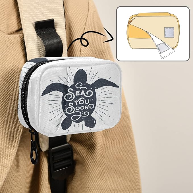 Hand Drawn Turtle Pill Box 7 Day Pill Case Travel Pill Organizer Bag with Zipper Portable Weekly Case Compact Size for Vitamin Supplement Holder
