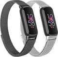 Oumida Mesh Metal Band Compatible with Fitbit Luxe Band, Stainless Steel Adjustable Loop Strap Women Men Replacement Bands for Luxe Health &-Fitness-Tracker