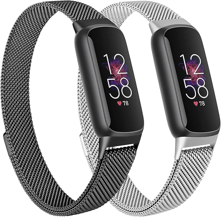 Oumida Mesh Metal Band Compatible with Fitbit Luxe Band, Stainless Steel Adjustable Loop Strap Women Men Replacement Bands for Luxe Health &-Fitness-Tracker