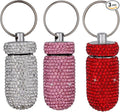 3PCS Bling Crystal Rhinestone Portable Pill Case Pill Container Waterproof Pill Holder with Keychain Glitter Travel Pill Box Small Medicine Dispenser Bottle Storage for Outdoor Camping Travel,1