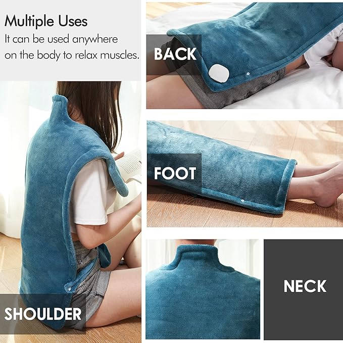 DAILYLIFE Heating Pad for Neck and Shoulders and Back, Electric Heating Pad for Back Pain Relife, 6 Heating Settings, UL Certified with Overheating Protection and Machine Washable, 26"x35", Green