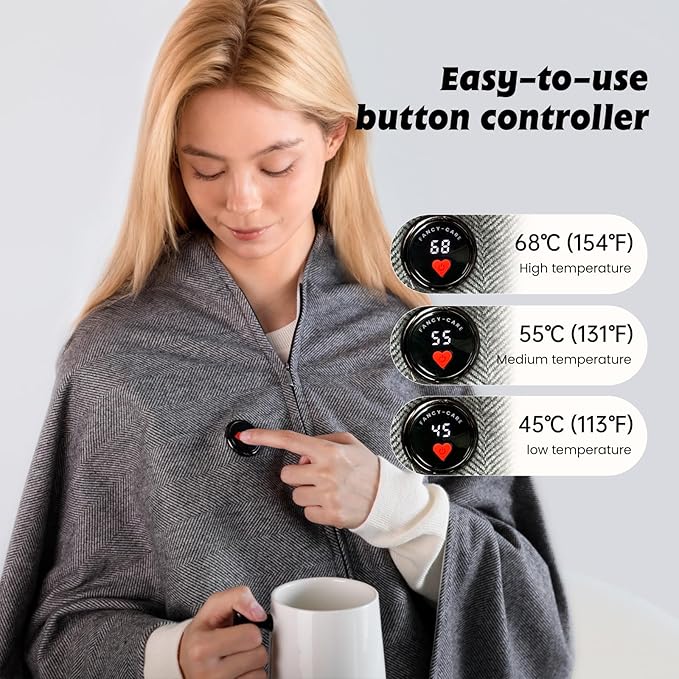Heating Pad, Heated Shawl Wraps for Women,Portable Heated Shawl 29.53" × 57.09 "(75x145CM) Extra Large XXXL, 3 Heating Levels Heat Pad, Gifts for Women and Mom,