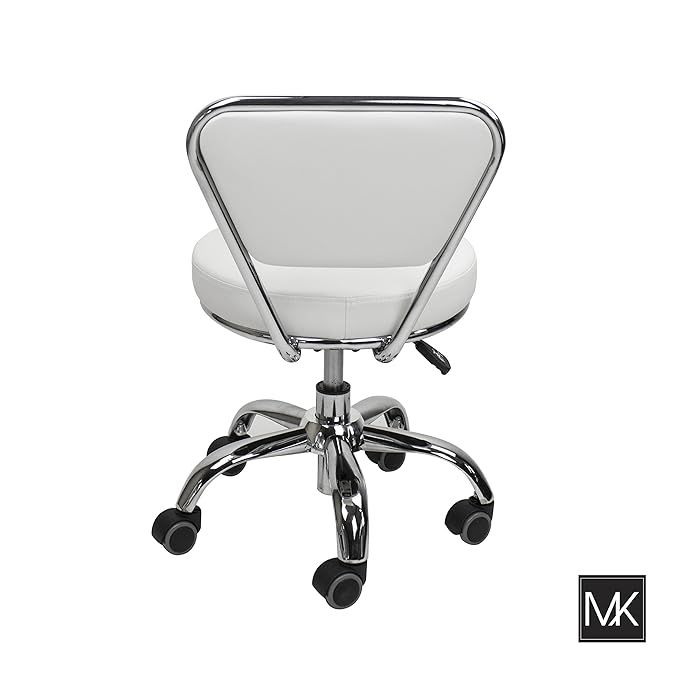 MAYAKOBA Salon Nail Pedicure Stool Pedicure Chair Dayton White Pneumatic, Adjustable, Rolling Salon Furniture & Equipment