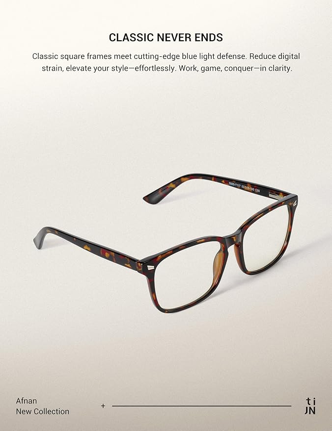TIJN Blue Light Blocking Glasses for Women Men Clear Frame Square Nerd Eyeglasses Anti Blue Ray Computer Screen Glasses