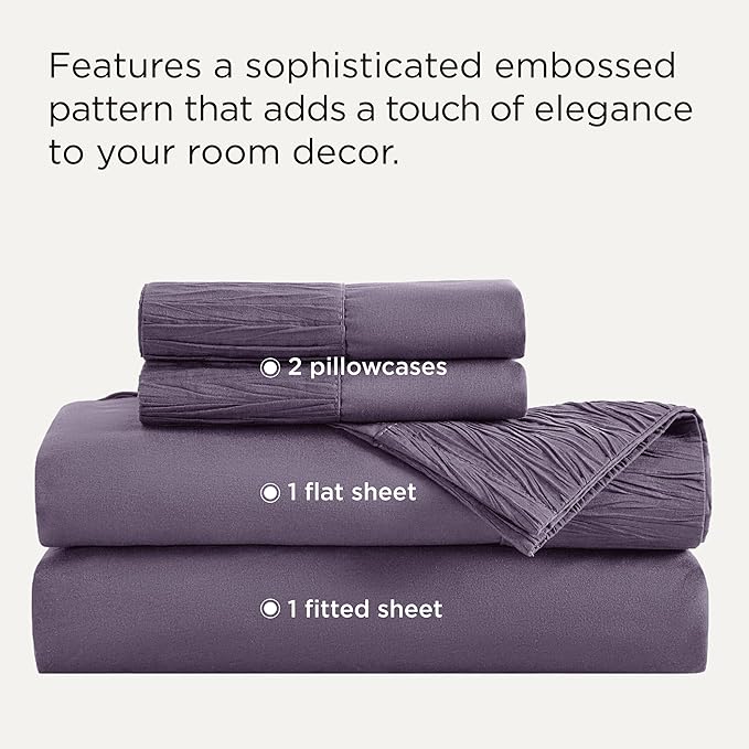 Bedsure King Size Sheets Set - 4 Pieces Soft King Sheets - Breathable & Cooling - Hotel Luxury - Easy Care Polyester Microfiber Bedding for Women, Men, Dusty Purple