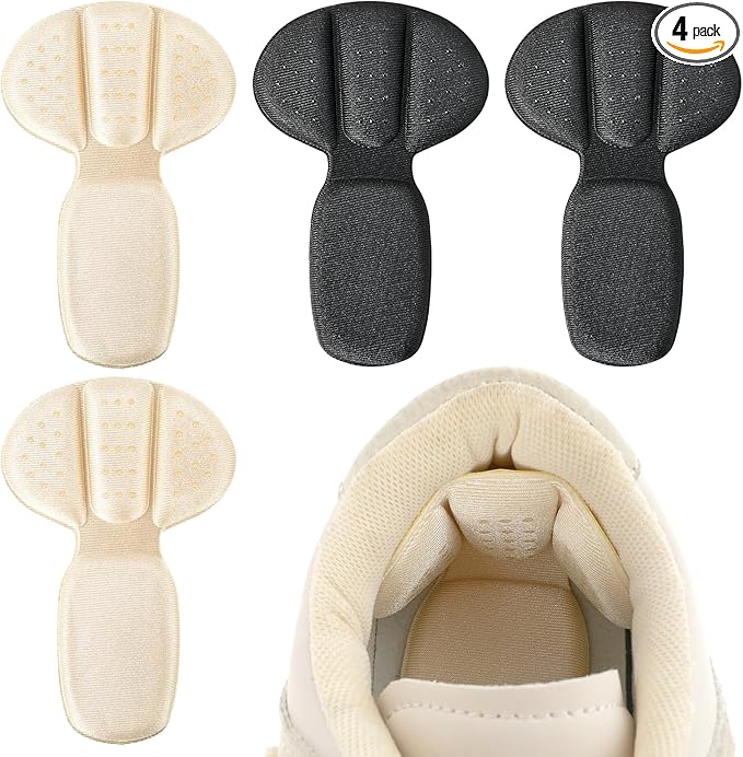 Back of Heel Cushion Pads, 4Pcs Mesh Adhesive Heel Grips Inserts for Boots, Loose Shoes Too Big, Reusable Heel Guards Liners for Women Men, Anti Blister Shoe Liners Heel Protectors