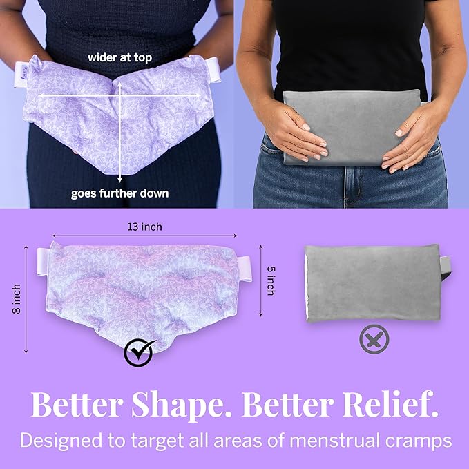 Pixie Microwavable Heating Pad for Period Cramps - Flaxseed & Lavender Weighted Wearable Hot & Cold Reusable TheraPad™ Waist Belt for Menstrual Cramp Pain Relief, Lower Back, Stomach & Feminine Care