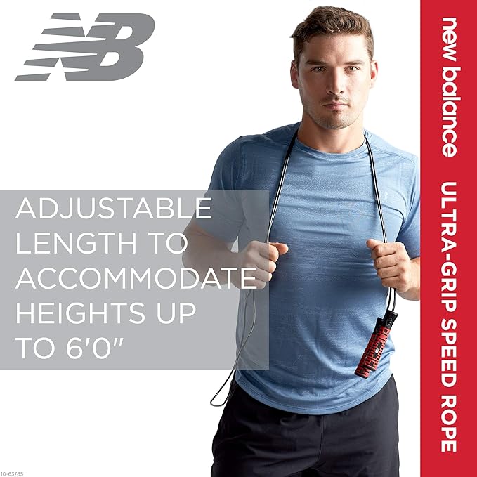 New Balance New Balance Speed Jump Rope - 9 Foot Long Adjustable Jumping Rope | Tangle-Free Skipping Cable & Ultra-Grip Handles