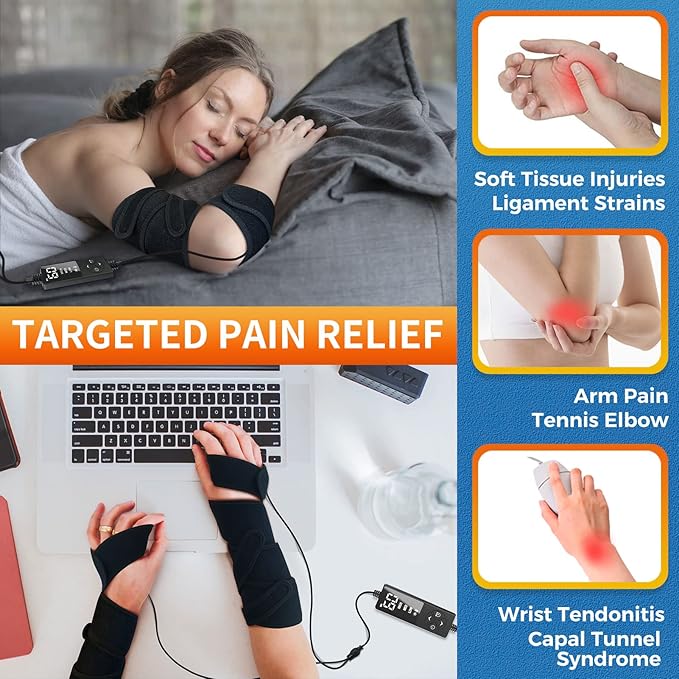 sticro Set of 2 Long Heating Pad for Hands/Arm/Ankle/Knee Pain Relief, Heated Wrap for Golfers Tennis Elbow, Carpal Tunnel, Knee Joint Arthritis Leg Ankle Plantar Fasciitis, Achilles Tendonitis