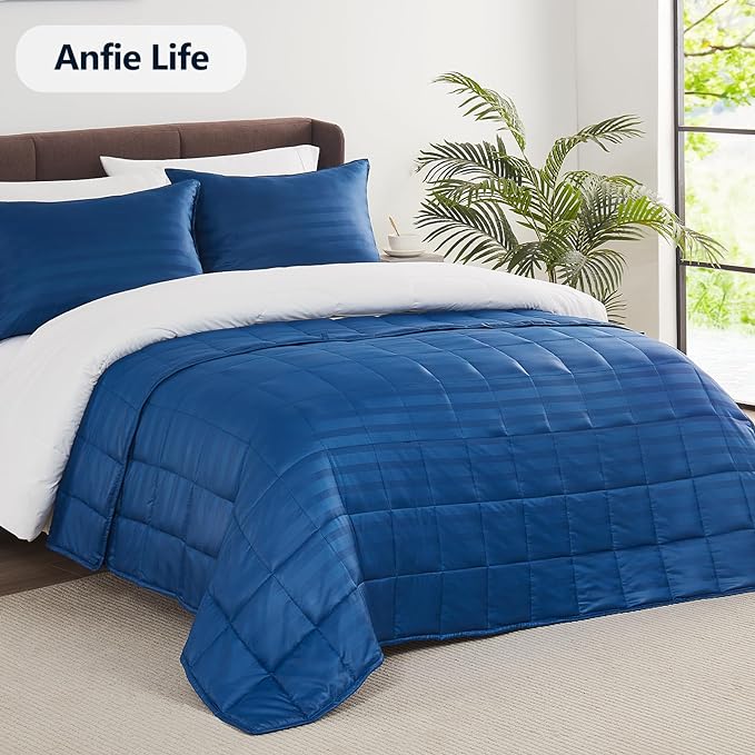 Weighted Blanket Twin Size (48"x72" 20lbs),Ultra Soft and Cozy Cooling Weighted Blanket Twin Size for Adult,Heavy Blanket with Machine Washable Soft Blanket, Navy Blue