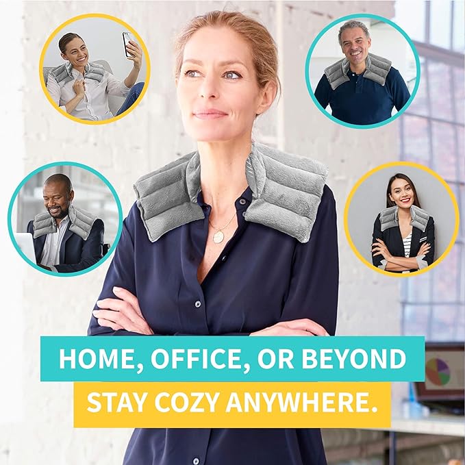 Heating Pad Solutions - Neck and Shoulder Microwavable Heating Pads - Neck and Shoulder Relaxer Portable Heating Pad for Upper Back Shoulders & Neck - Reusable Heating Pad & Hot Pack- 1 XL Pack Gray