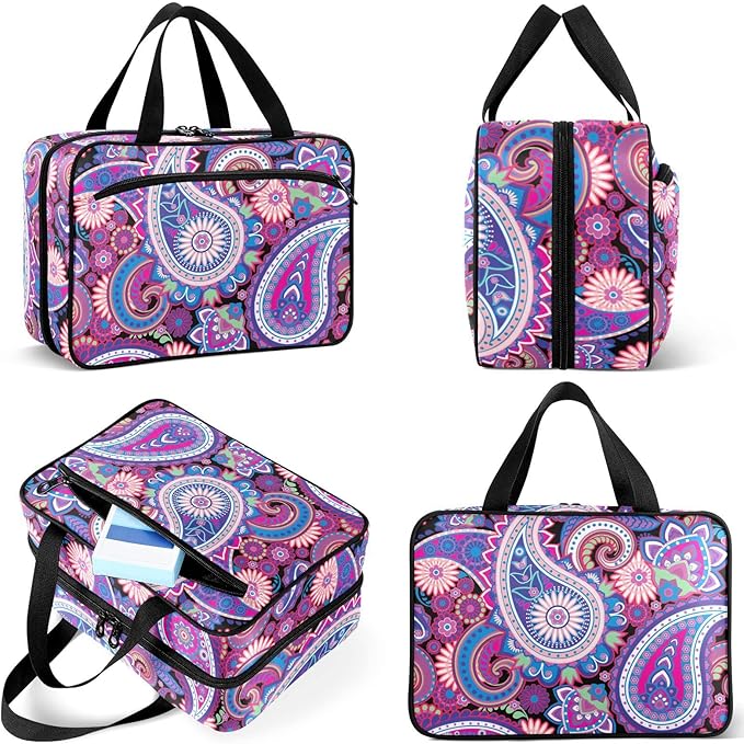 Naanle Pill Organizer Bag Travel Pill Bottle Medicine Organizer Home Storage Medication Bag for Vitamin Supplements, Traditional Paisley Flowers Empty First Aid Bag for Car Camping, 1.0 Count