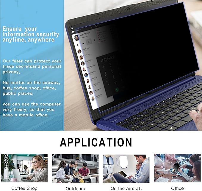 FILMEXT Laptop Privacy Screen 15.6 inch Privacy Screen Filter for Laptop 15.6" Asus/15.6" Acer/15.6HP/Dell/Toshiba 16:9, Anti-Spy,Anti-Glare Anti Blue Light-with Matte/Glossy surface