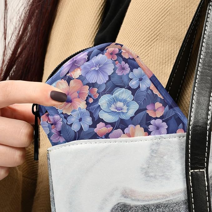 Cute Pastel Blue Flowers Travel Pill Organizer Case 7 Day Weekly Portable Pill Box Travel Vitamin Supplements Holder