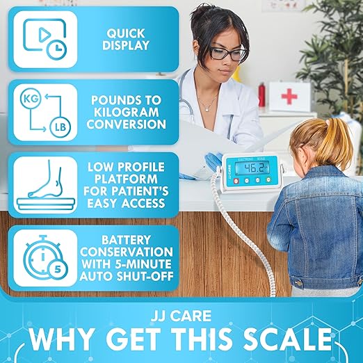 JJ CARE Medical Scale - Heavy Duty 660 lbs/299 Kgs Capacity Wrestling Scale for Gyms with Easy to Read LCD Display | Professional Medical Grade Meter for Body Weight, Home, Hospital, & Physicians