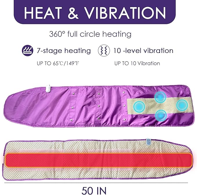 Electric Massager Sauna Belt 360 ° Whole Circle Heat Hot Belt Heating Massage Pad for Lower Back and Waist Pain Relief Deep Tissue,Body Shaper, Ab Workout (Purple)