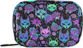 Travel Pill Organizer Bag Weekly Pill Organizer Case Psychedelic Fox Camellia Purple Portable Small Daily Pill Boxes for Vitamin Fish Oils Supplement Holder with Zipper Compact Size
