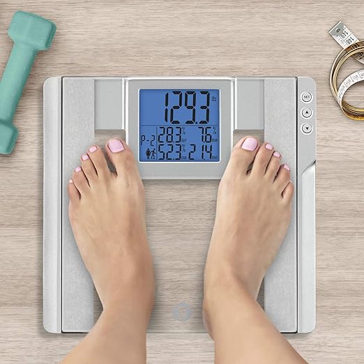 Weight Watchers Scales by Conair Scale for Body Weight, Digital Bathroom Scale with Body Fat and BMI in Large Display Clear