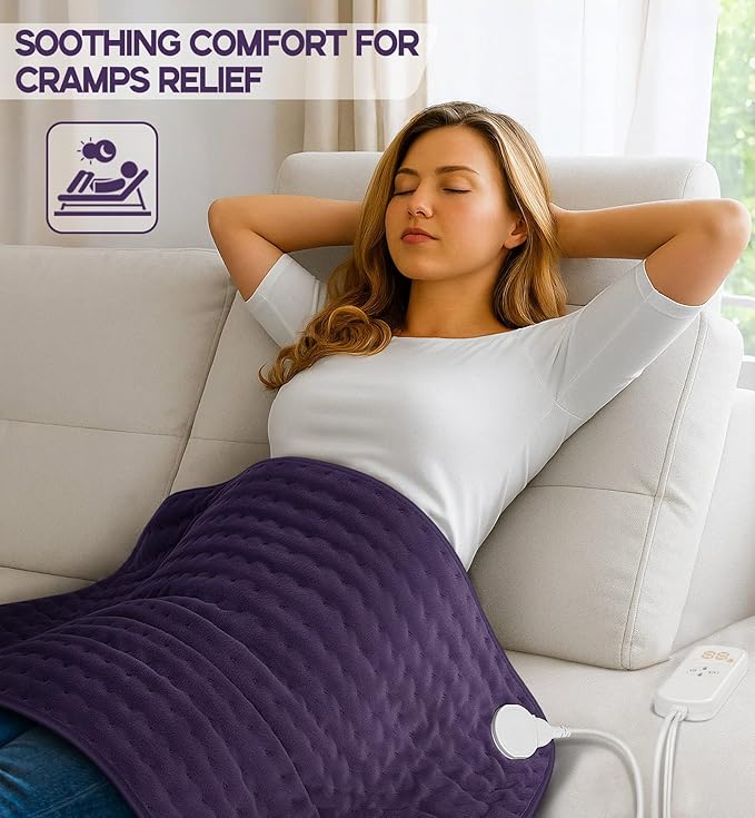 Heating Pad for Back, Neck & Shoulder Pain Relief, 17"x33" Electric Moist/Dry Heat Pad, 6 Heat & 4 Timer Settings, Auto Shut-Off, Machine Washable, Mothers Day Gifts for Mom, Wife, Sister, Women