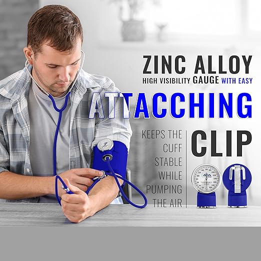ASA TECHMED Medical Starter Kit – Stethoscope, Durable Blood Pressure Monitor, EMT Shears & Protective Carrying Case – Ideal for Healthcare Students & Professionals, Blue