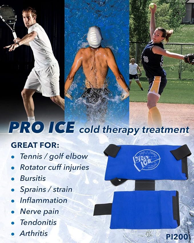 Pro Ice Shoulder Ice Pack Wrap - Elbow Ice Pack Wrap, Shoulder Ice Pack Wrap Rotator Cuff Cold Therapy + Ice Pack Inserts PI 200 & PI-201