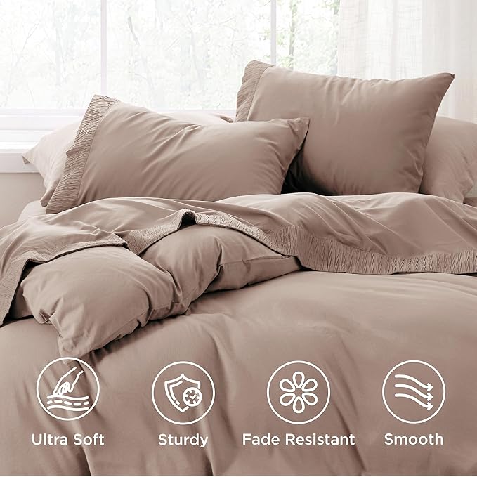 Bedsure Twin XL Sheet Sets Dorm Bedding - 3 Pieces Soft Extra Long Twin Sheets, Hotel Luxury, Easy Care Microfiber for Women, Men, Khaki