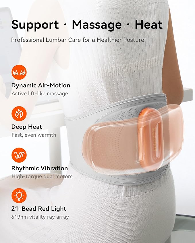 Back Massager for Pain Relief Deep Tissue with Heat & Air Compression, [2026 Upgraded] Portable Cordless Heating Pad with Vibration & AirInflate Lumbar Support, MAXwarm 5.0, Gift Men Women