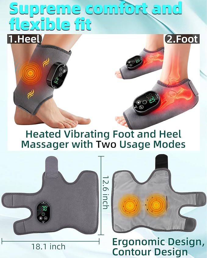 2in1 Ankle and Foot Massager with Heat and Vibration，Foot Renew. Cordless Ankle Massager for Blood Circulation and Pain Relief, Suitable for Neuropathy Gifts for Mom Dad Men Women（2Pcs）
